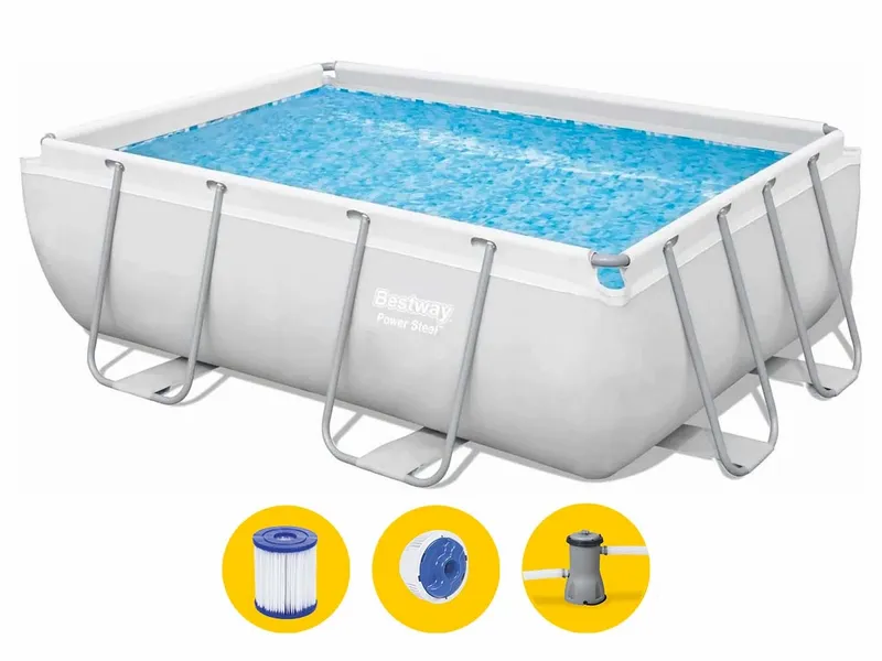 Bestway Power Steel Rectangular Zwembad - 282 X 196 X 84 Cm - Met Filterpomp En Accessoires 3 Bestway Power Steel Rectangular Zwembad - 282 X 196 X 84 Cm - Met Filterpomp En Accessoires
