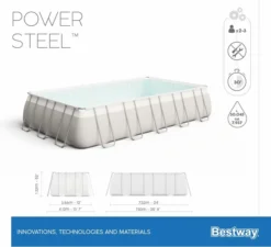 Bestway Power Steel Rectangular Zwembad - 732 X 366 X 132 Cm - Met Zandfilterpomp En Accessoires -Zwembad Wereld bestway power steel rectangular zwembad 732 x 366 x 132 cm set 15