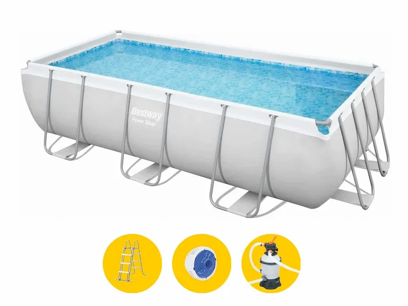 Bestway Power Steel Rectangular Zwembad - 412 X 201 X 122 Cm - Met Zandfilterpomp En Accessoires 3 Bestway Power Steel Rectangular Zwembad - 412 X 201 X 122 Cm - Met Zandfilterpomp En Accessoires